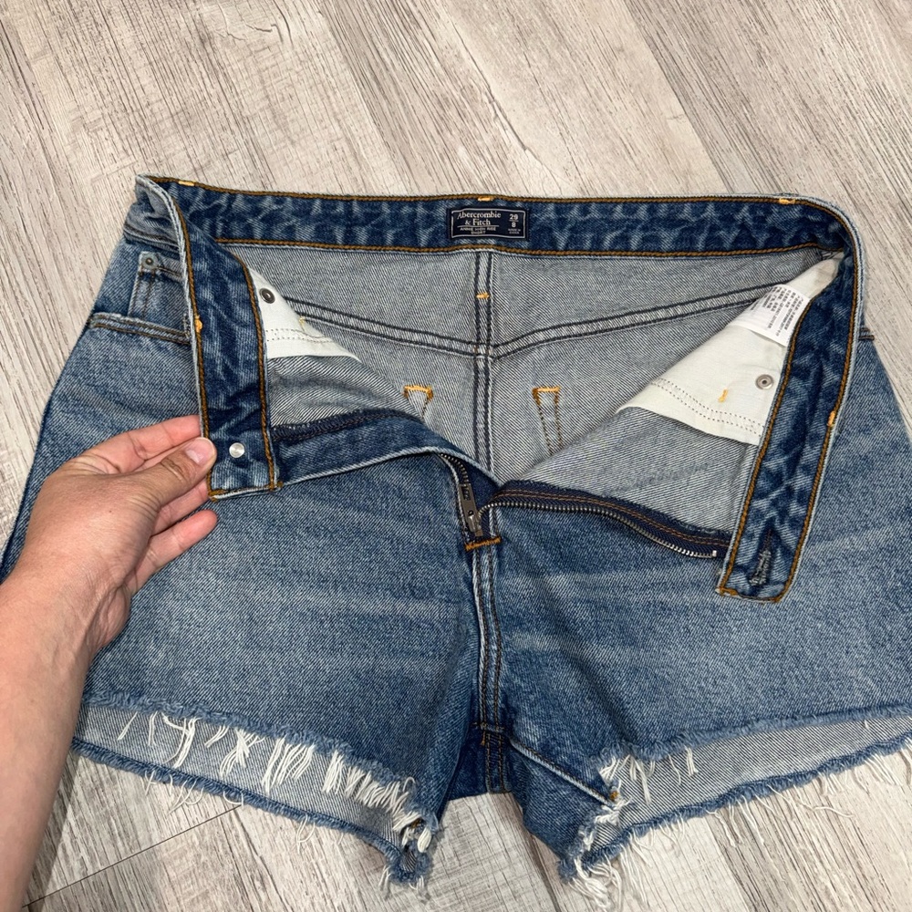 NWT Abercrombie & Fitch Annie High Rise Short 100%cotton 29/8Zipper Cut Off Blue - Picture 6 of 14